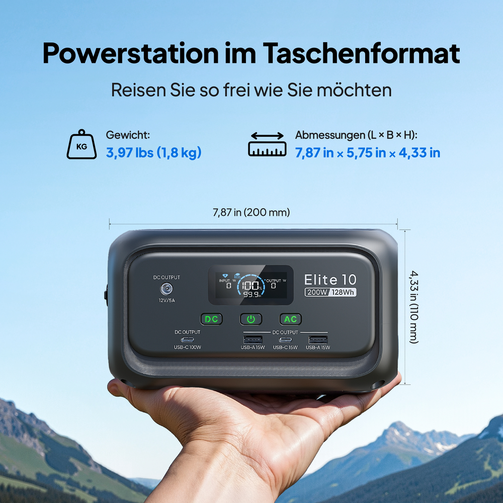 BLUETTI Elite 10 Mini Powerstation | 200 W 128 Wh (Nur Für Deutschland)