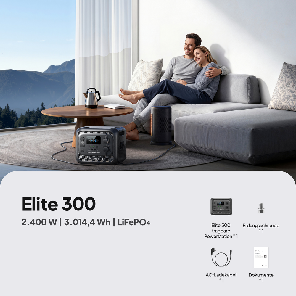 BLUETTI Elite 300 Tragbare Powerstation | 2.400W, 3.014,4Wh (Nur Für Deutschland)