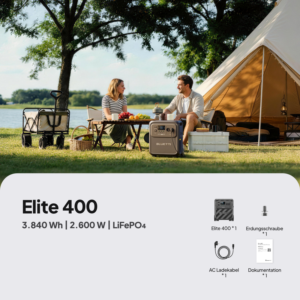 BLUETTI Elite 400 tragbare Powerstation | 2.600 W, 3.840 Wh (Nur Für Deutschland)