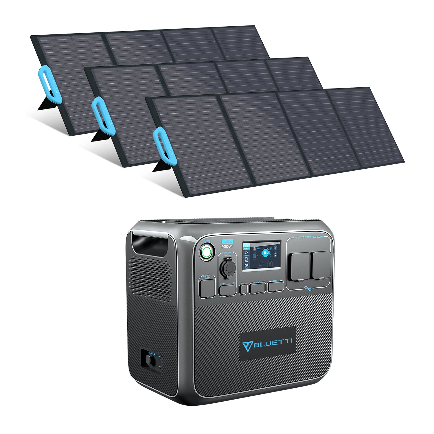 BLUETTTI AC200P Tragbare Solargenerator + 3*PV120 Solarpanele 