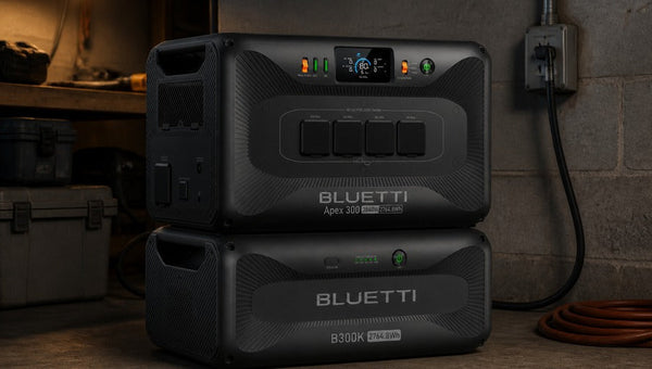 BLUETTI B300K Erweiterungsbatterie auf Holzfußboden