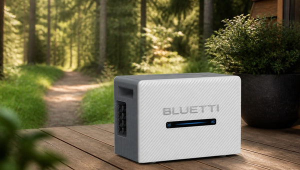 BLUETTI Balco 260 auf einem Holzdeck am Waldweg