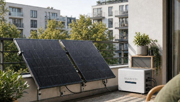 BLUETTI Balkonkraftwerk mit Speicher auf modernem Balkon