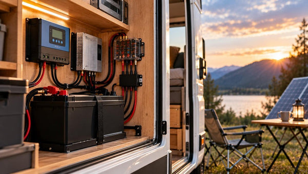 LiFePO4-Batterie mit Ladegerät und Laderegler im Wohnmobil