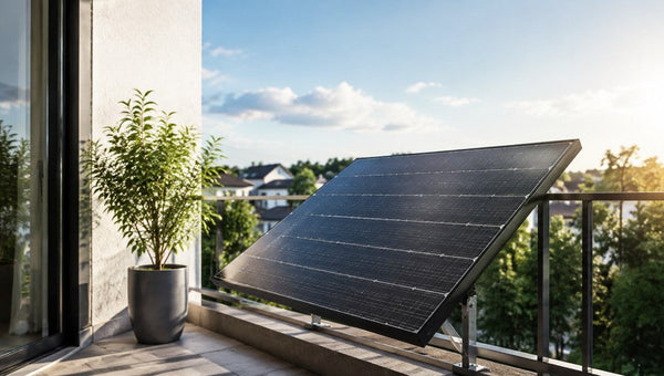 Solarmodul am Balkongeländer an einem sonnigen Tag