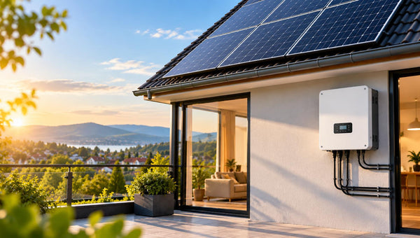 Dreiphasiger Wechselrichter an einem Haus mit Solaranlage