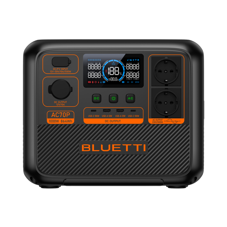 BLUETTI AC70P Tragbare Powerstation | 1000 W 864 Wh