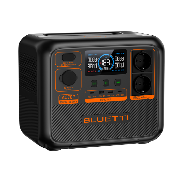 BLUETTI AC70P Tragbare Powerstation | 1000 W 864 Wh