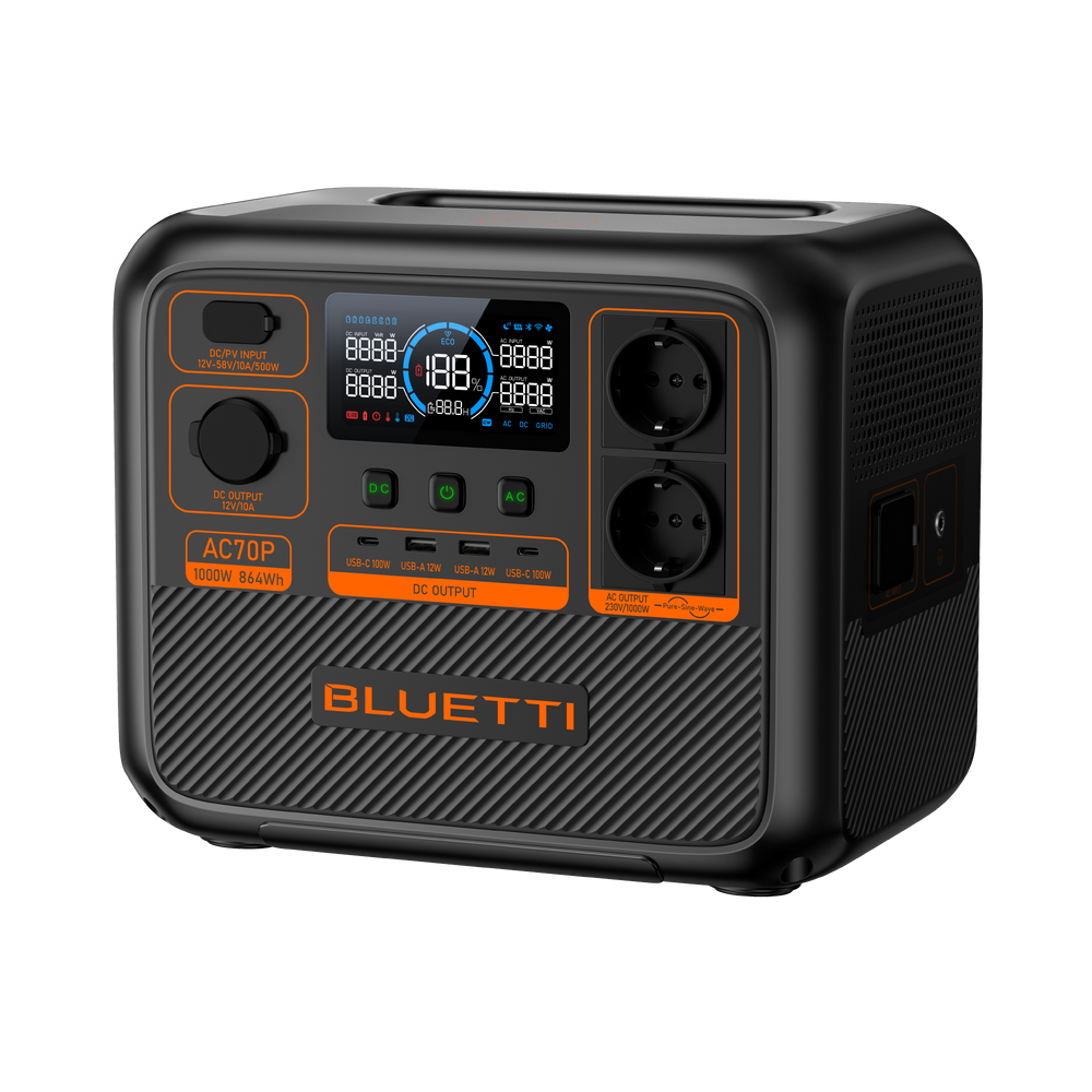 BLUETTI AC70P Tragbare Powerstation | 1000 W 864 Wh