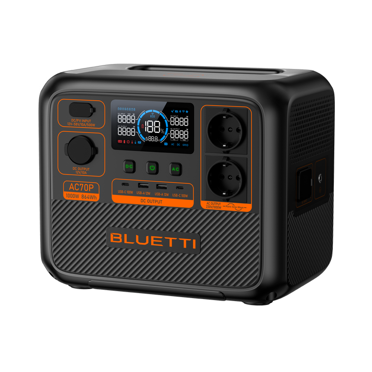 BLUETTI AC70P Tragbare Powerstation | 1000 W 864 Wh
