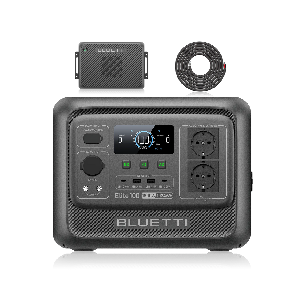 BLUETTI Elite 100 V2+Charger 2 | 1.800 W | 1.024 Wh | 1.200-W-Auto- + Solar-Doppelladegerät  (Nur Für Deutschland)