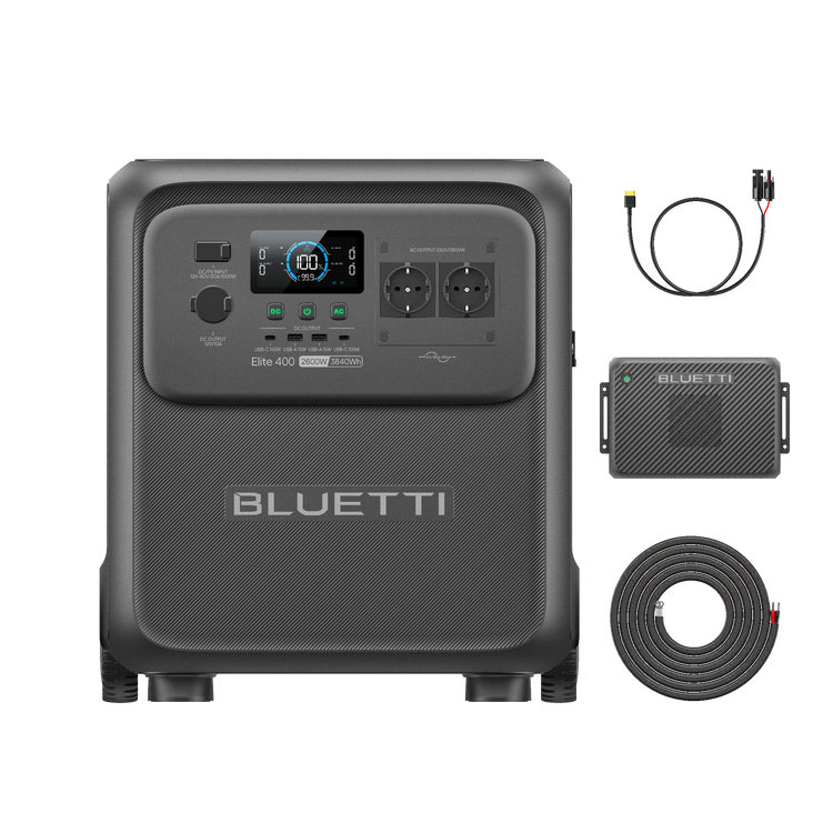 BLUETTI Elite 400+Charger 2 | 2.600W 3.840Wh 1.200W Auto + Solar-Doppel-Ladegerät (Nur Für Deutschland)