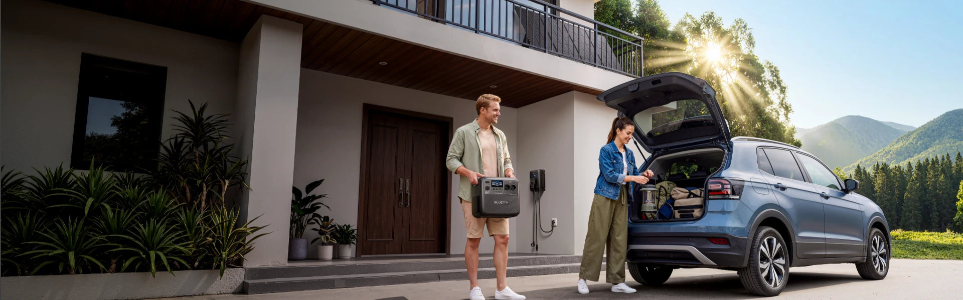 Solarstromspeicher für zu <br>
Hause & mobile <br>Stromversorgung am Wochenende